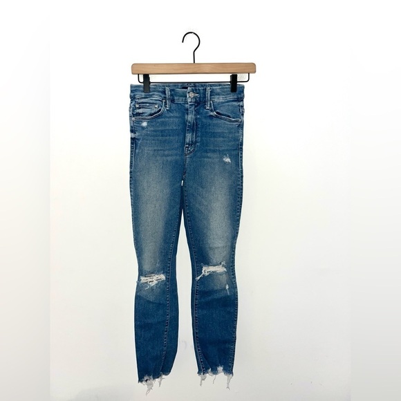 MOTHER High Waisted Looker Ankle Chew Rainbow Jeans in Learning To Hula Size 24 - Picture 2 of 14